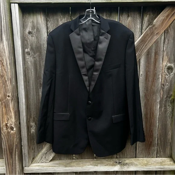 Lauren Ralph Lauren Men's 100% Wool Black Tuxedo Jacket with Satin Lapel 46 L - Picture 3 of 11